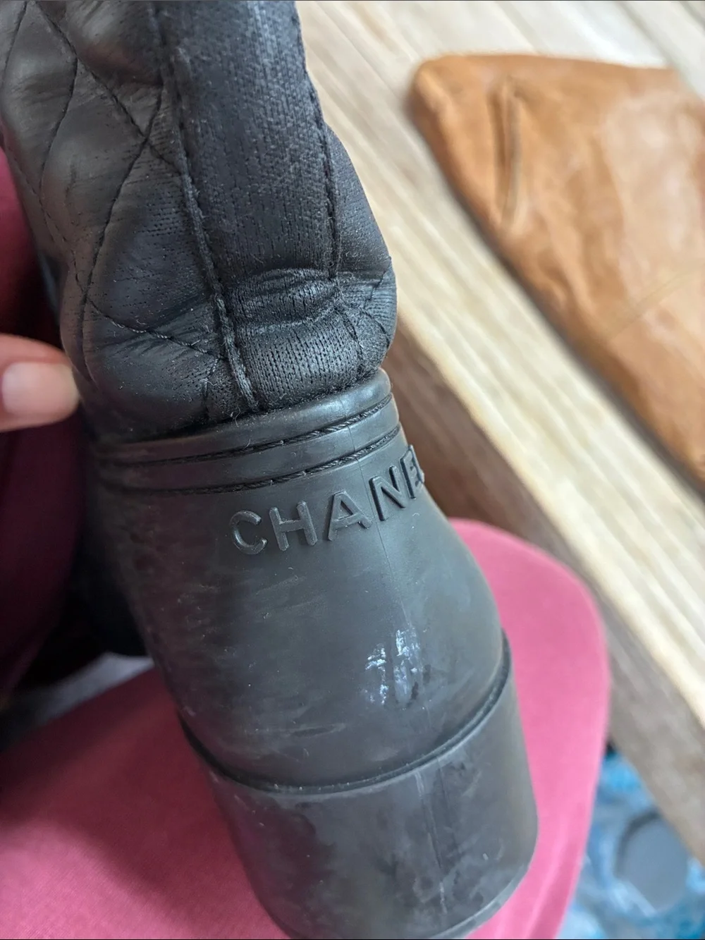 Authentic Chanel  Women’s Black Quilted Rain Boots Interlocking CC Size 38
